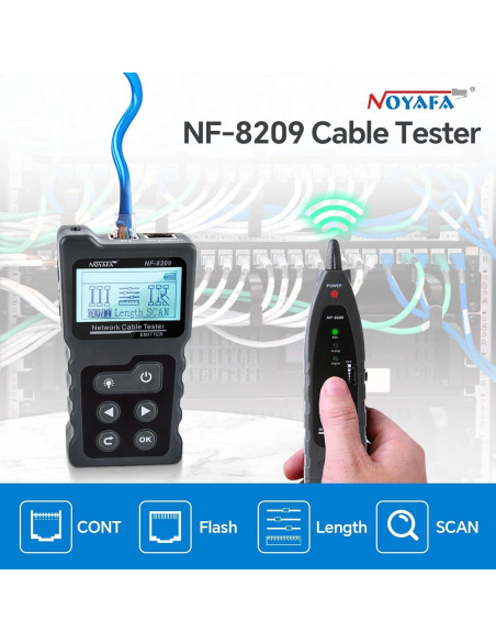 Probador de Cable de Red NOYAFA NF-8209 con PoE y NCV Probador de Cable de Red NOYAFA NF-8209 con PoE y NCV