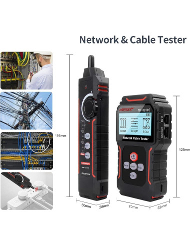 Probador de Cable de Red NOYAFA NF-8209S con PoE y LED