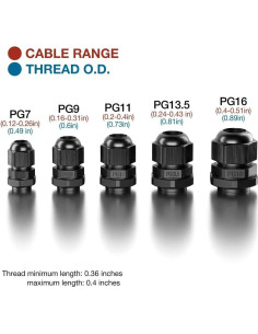 Juntas de Cable Impermeables Alices PG7 PG9 PG11 PG13.5 PG16 - 25 Pzas 2