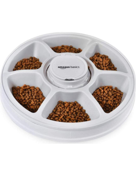 Dispensador Automático de Comida para Mascotas Amazon Basics, 6 Porciones, Negro Dispensador Automático de Comida para Mascotas Amazon Basics, 6 Porciones, Negro