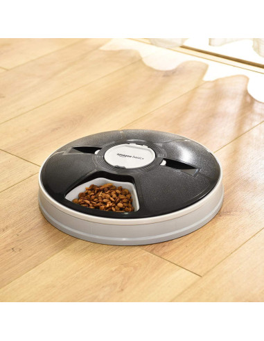 Dispensador Automático de Comida para Mascotas Amazon Basics, 6 Porciones, Negro