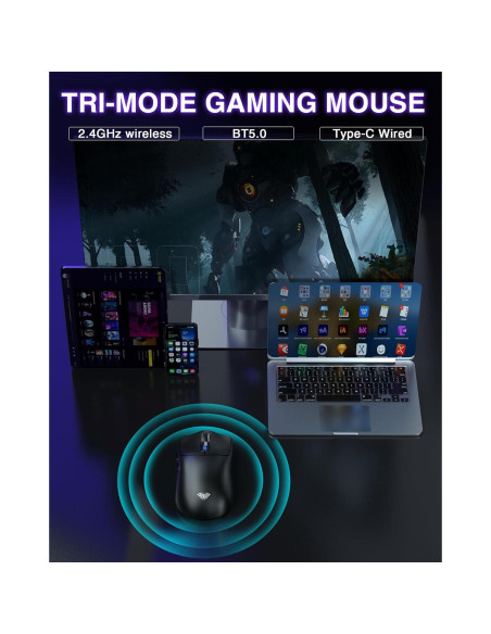 Ratón Gaming Inalámbrico AULA SC580 12000 DPI Ergonómico Ratón Gaming Inalámbrico AULA SC580 12000 DPI Ergonómico
