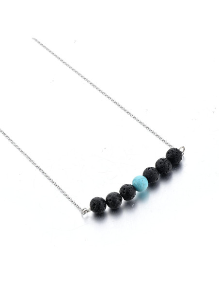 Collar de piedra de lava Mystiqs difusor de aceites 45,72 cm Collar de piedra de lava Mystiqs difusor de aceites 45,72 cm