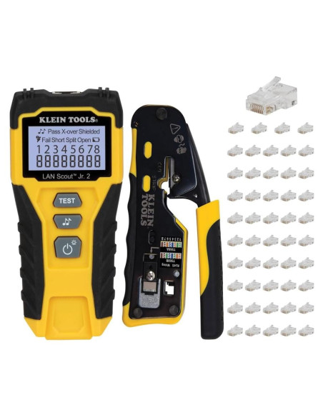 Kit de Prueba de Cable Klein Tools 80072 con Crimpadora y Conectores Kit de Prueba de Cable Klein Tools 80072 con Crimpadora y Conectores