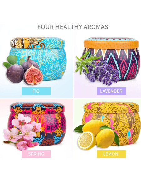 Juego de Velas Aromáticas Soja SONSIEN 4 Fragancias 124g Juego de Velas Aromáticas Soja SONSIEN 4 Fragancias 124g