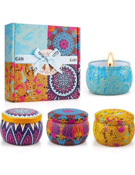 Juego de Velas Aromáticas YINUO LIGHT 4 Pack 120h Cera Soja Juego de Velas Aromáticas YINUO LIGHT 4 Pack 120h Cera Soja