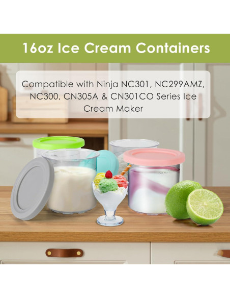 Paquete de 4 Contenedores de Helado Ninja Creami HM-636 Paquete de 4 Contenedores de Helado Ninja Creami HM-636