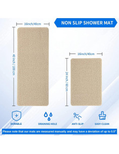 Alfombrilla Antideslizante Hargiis Beige 61x40 cm para Baño 2