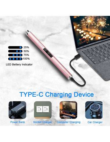 Encendedor Eléctrico MeeToo USB Recargable Oro Rosa