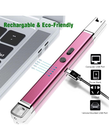 Encendedor eléctrico USB recargable Jaerdhs rosa 19.56 cm