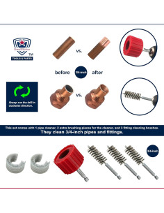Juego de Limpiadores de Tubos de Cobre Kwalitistar 3/4" 2
