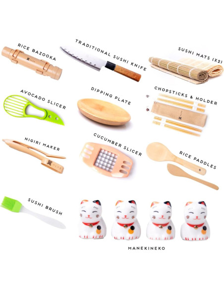 Juego Completo de Sushi 20 Piezas Alas - Kit para Hacer Sushi Juego Completo de Sushi 20 Piezas Alas - Kit para Hacer Sushi
