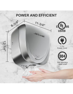Secador de Manos Comercial JETWELL JW2902 Acero Inoxidable 2Pack 2
