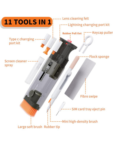 Kit de Limpieza Electrónica 11 en 1 SKRUHIA para PC y Móvil