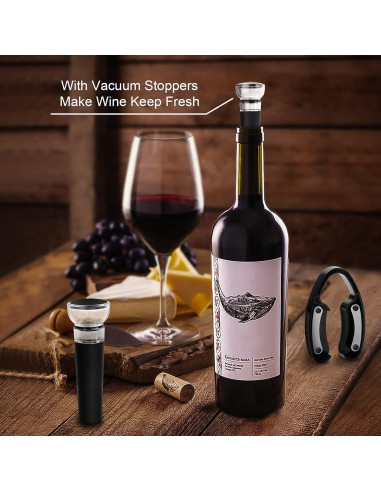 Abridor de Vino Eléctrico Abuytwo Negro Recargable 5 Segundos