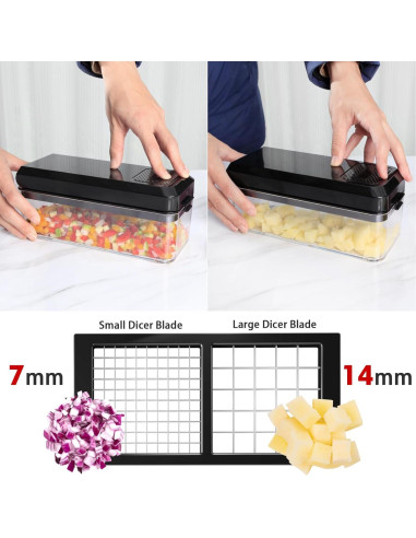 Cortador de Verduras GLADICER 4 en 1 con Contenedor Negro