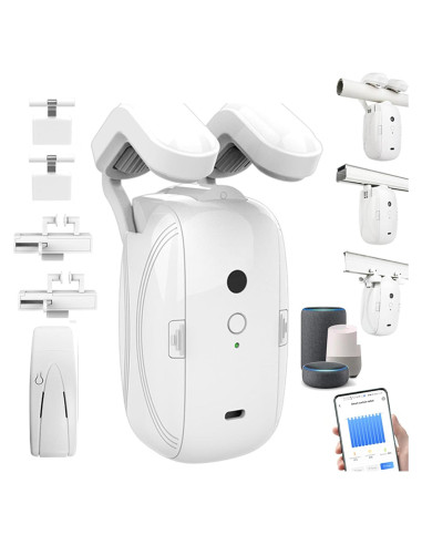 Apertura Automática Cortinas Inteligente OUGETHER - Control Remoto App, Voz, Sensor Luz