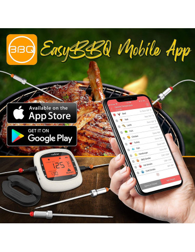 Termómetro de Carne Bluetooth NutriChef PWIRBBQ80 2 Probes
