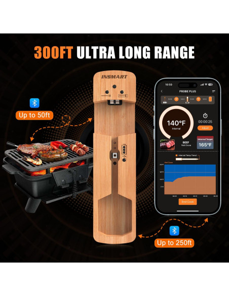 Termómetro de carne inalámbrico INSMART 100% impermeable Termómetro de carne inalámbrico INSMART 100% impermeable