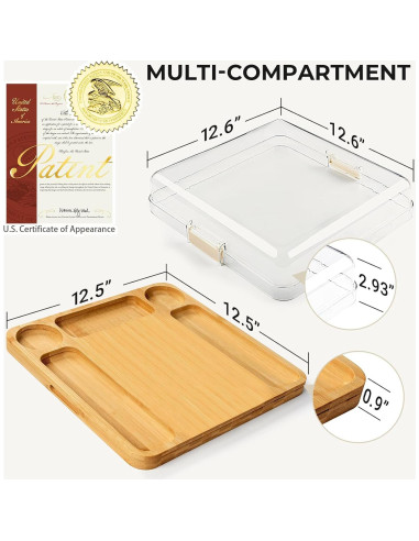Tabla de Charcutería Combler de Bambú 5 Compartimentos 31.75cm