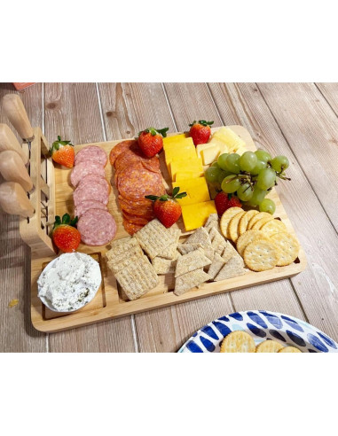 Tabla de Queso Kylinbigda de Bambú 33.78 cm con Utensilios