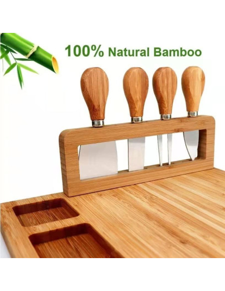 Tabla de Queso Kylinbigda de Bambú 33.78 cm con Utensilios Tabla de Queso Kylinbigda de Bambú 33.78 cm con Utensilios