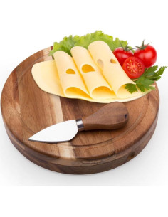 Tabla de Queso Redonda ILEAF de Madera de Acacia 19 cm 2