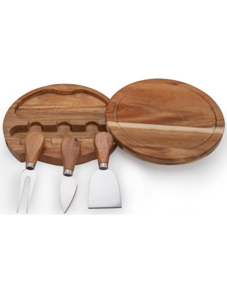 Tabla de Queso Redonda ILEAF de Madera de Acacia 19 cm Tabla de Queso Redonda ILEAF de Madera de Acacia 19 cm