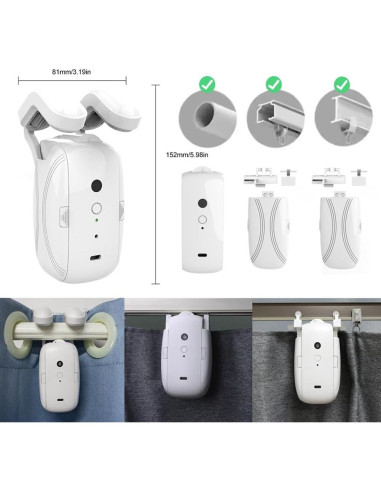 Apertura Automática Cortinas Inteligente OUGETHER - Control Remoto App, Voz, Sensor Luz