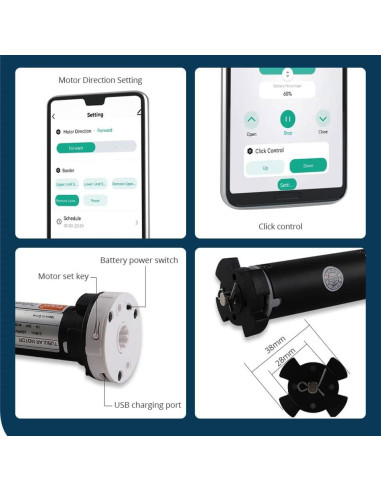 Motor de Persianas Enrollables Blindsmart 38mm Recargable Zigbee