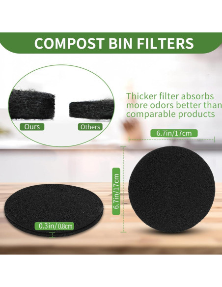 Filtros de Carbón Activado para Cubo de Compostaje 6 Pzas Filtros de Carbón Activado para Cubo de Compostaje 6 Pzas