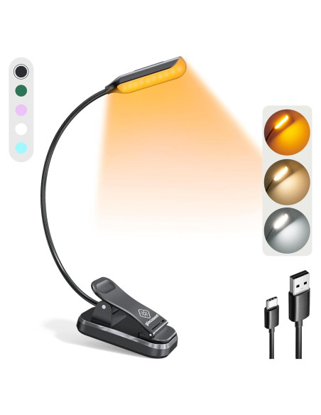 Luz de Libro Glocusent Willow Recargable 10 LEDs 3 Colores Luz de Libro Glocusent Willow Recargable 10 LEDs 3 Colores