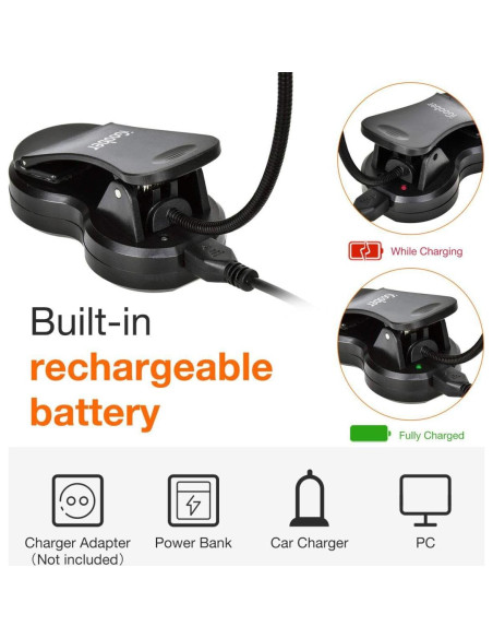 Luz de Libro Ámbar iGoober Recargable con 3 Niveles de Brillo Luz de Libro Ámbar iGoober Recargable con 3 Niveles de Brillo