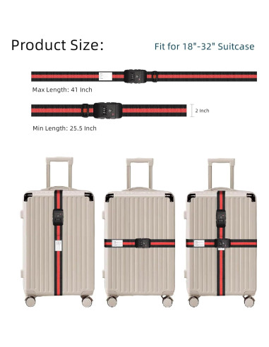 Correa de Equipaje SANTREST Ajustable 115-200 cm con Candado TSA