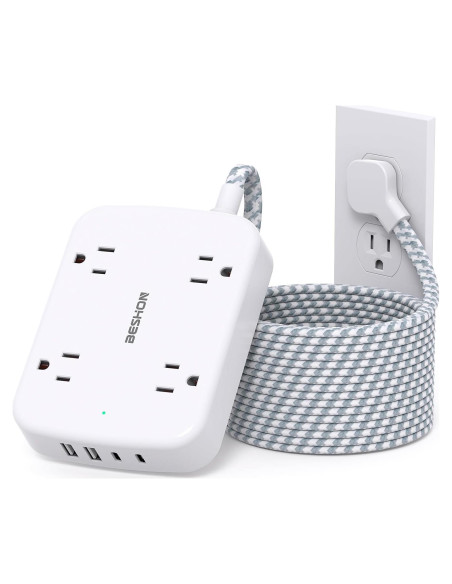 Regleta de Protección BESHON 10FT con 4 Salidas y 2 USB C Regleta de Protección BESHON 10FT con 4 Salidas y 2 USB C