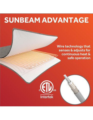 Protector de colchón eléctrico Sunbeam individual 10 niveles calor