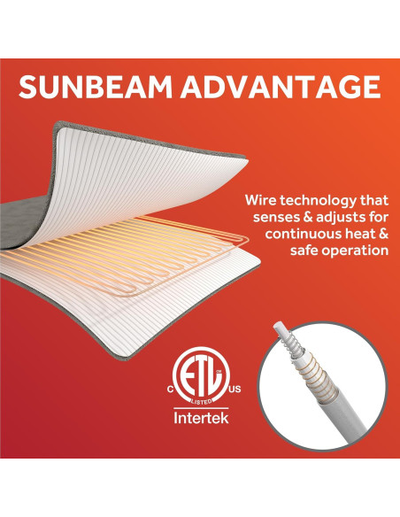 Protector de colchón eléctrico Sunbeam individual 10 niveles calor Protector de colchón eléctrico Sunbeam individual 10 niveles calor
