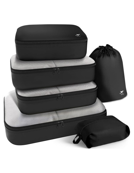 Cubos de Empaque HOTOR 6 Piezas Negro Organizador Viaje Cubos de Empaque HOTOR 6 Piezas Negro Organizador Viaje