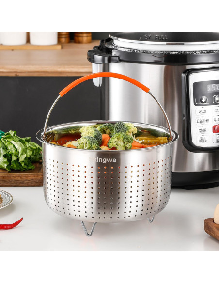 Cesta de vapor Skingwa acero inoxidable 6qt apta para horno Cesta de vapor Skingwa acero inoxidable 6qt apta para horno