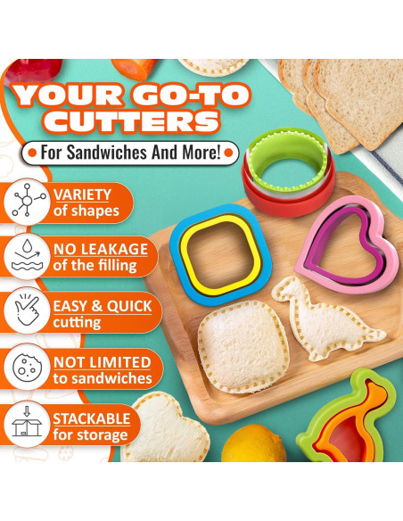 Juego de Cortadores de Sándwiches HYQO 4 Piezas Multicolor Juego de Cortadores de Sándwiches HYQO 4 Piezas Multicolor