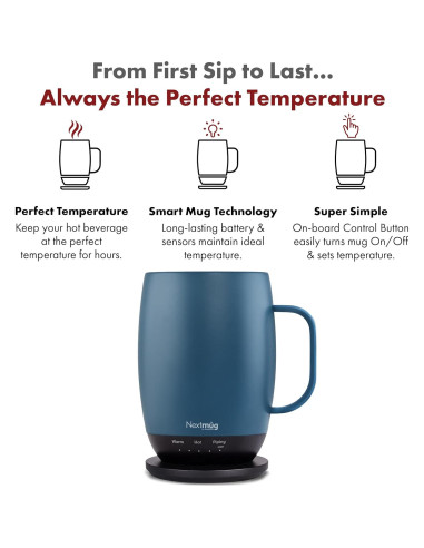 Nextmug Plus - Taza autocalentable 18 oz. Azul pizarra