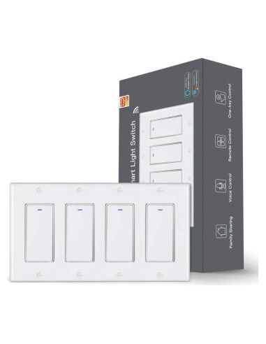 Interruptor de Luz Inteligente MoesGo WiFi 4 Gang Blanco