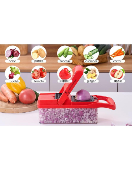 Cortador de Verduras Multifuncional Aleena 26 en 1 Rojo Cortador de Verduras Multifuncional Aleena 26 en 1 Rojo
