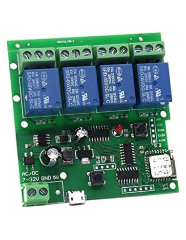 Módulo Relé Inteligente WiFi MHCOZY 5-32V 4CH Control Remoto