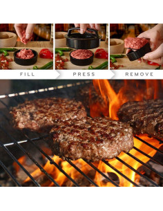 Prensa de Hamburguesas Leden 3-en-1 Antiadherente 10x10 cm 2