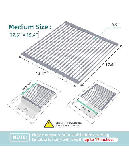 Estante de Secado de Platos Ohuhu 44.7x39.1cm Enrollable Estante de Secado de Platos Ohuhu 44.7x39.1cm Enrollable