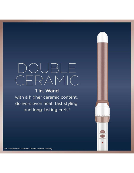 Varita de Rizar Doble Cerámica Conair 1 Pulgada Oro Rosa Varita de Rizar Doble Cerámica Conair 1 Pulgada Oro Rosa