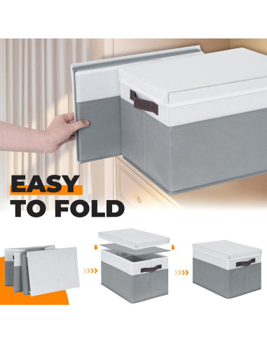 Cestas de Almacenamiento Criusia 4 Pack con Tapa 35,5x25,4x24cm