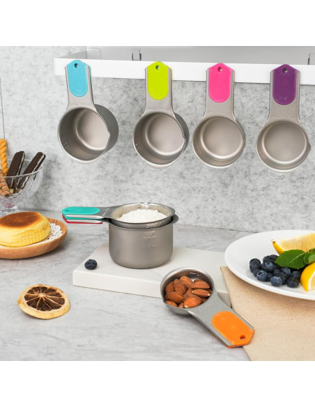 Juego de Tazas Medidoras Magnéticas Minteem 5 Piezas Acero Juego de Tazas Medidoras Magnéticas Minteem 5 Piezas Acero