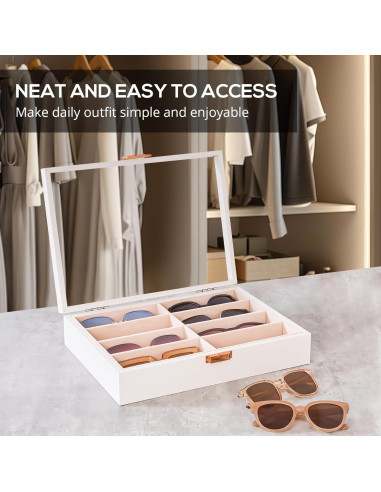 Organizador de Gafas de Sol ProCase Madera 8 Compartimentos